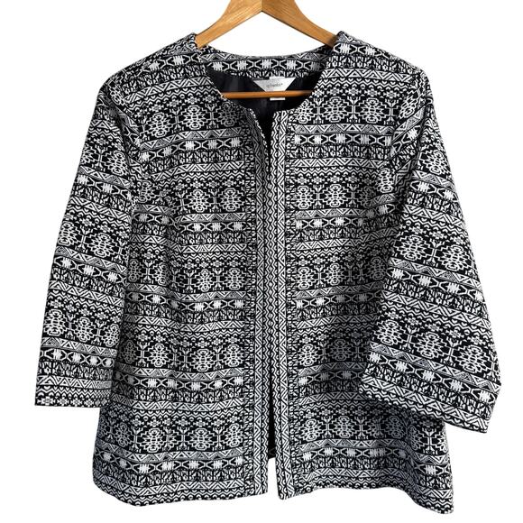 CJ Banks Patterned Open Jacket Women' Size 1X Artsy Aztec Casual Career - Picture 1 of 9